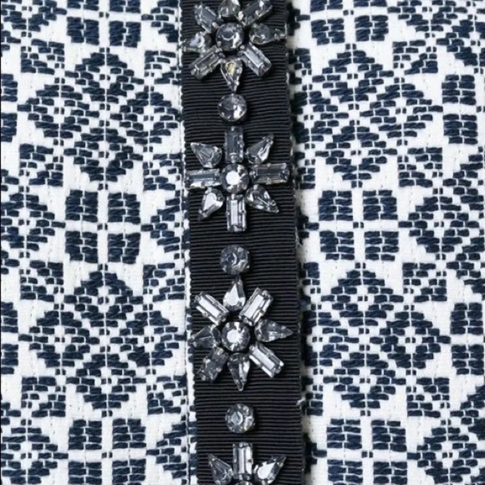 NWT Tory Burch Embellished Crystal Jeweled Blazer Jacquard Cotton Blend Jacket